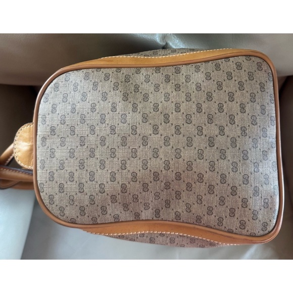 Certified Authentic Vintage Gucci Boston Web Micro GG Canvas Tan Leather Bag - Picture 3 of 14